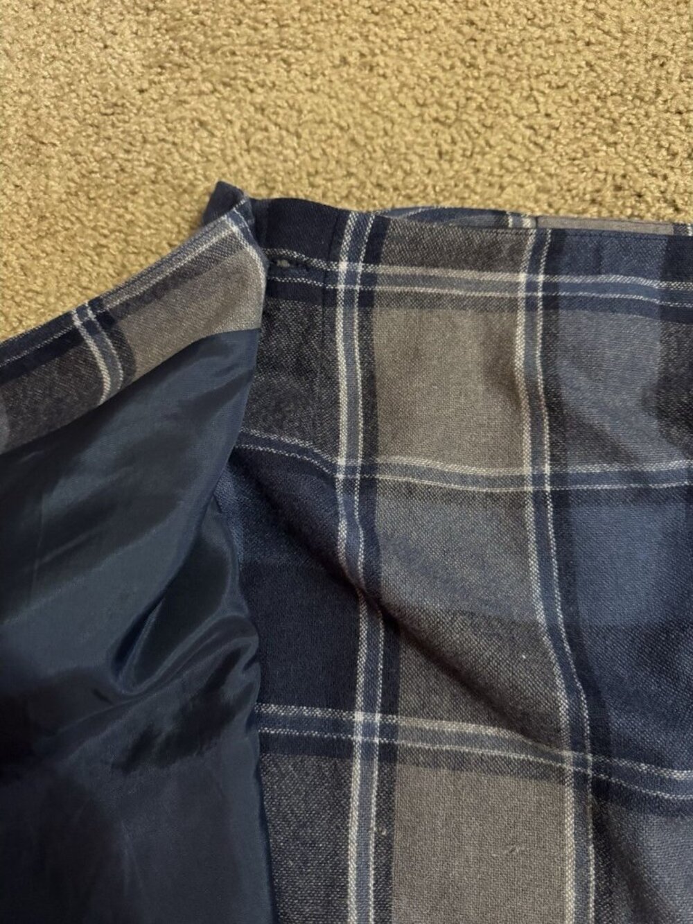 VTG Womens Wool Blend Blue Plaid Wrap Maxi Skirt Sz 12 Boho Chic Hippie Country - Picture 8 of 11